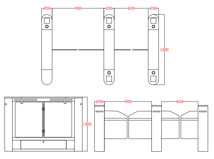 The Dimensions of Access Control Turnstile Swing Barrier