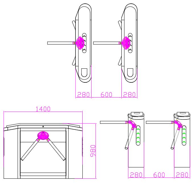 The Dimensions of Tripod Barrier Turnstile