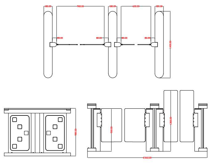 The Dimensions of Entry Control Speed Turnstile Gate