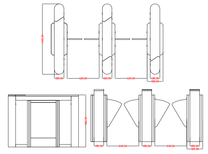 The Dimensions of Flap Barrier Gate Turnstile