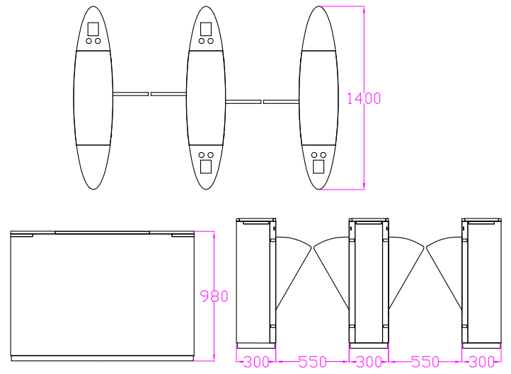 The Dimensions of Flap Barrier System