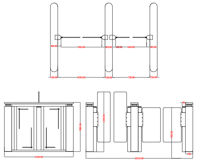 The Dimensions of Speed Gate Turnstiles