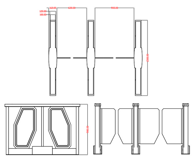 The Dimensions of Swing Barrier Turnstile