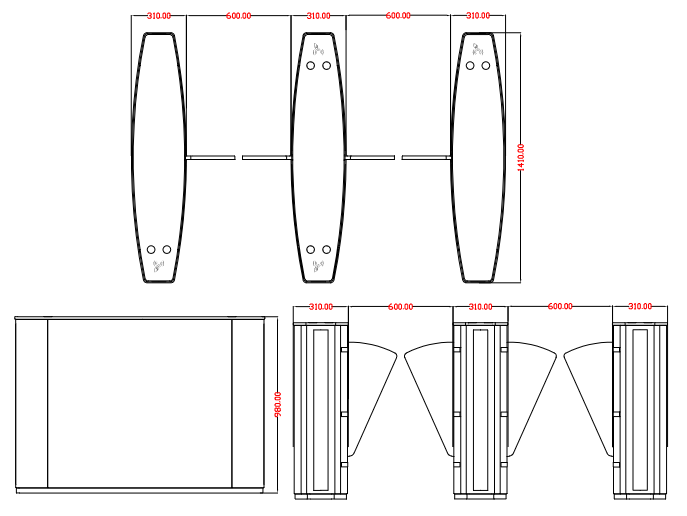 The Dimensions of Turnstile Flap Barrier